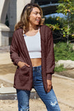 Full Size Teddy Hooded Jacket with Pockets 