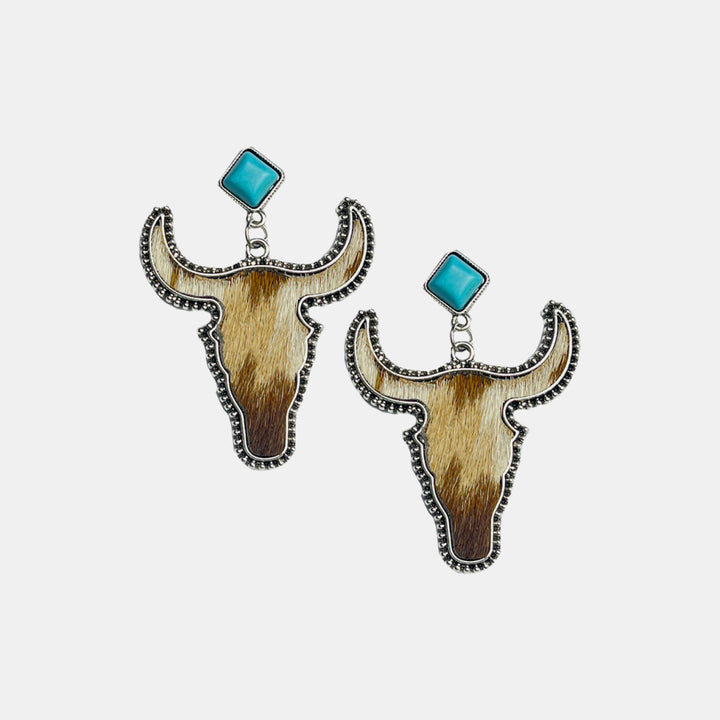 Bull Shape Turquoise Dangle Earrings 