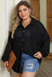Plus Size Waffle Knit Button Up Collared Neck Shirt 
