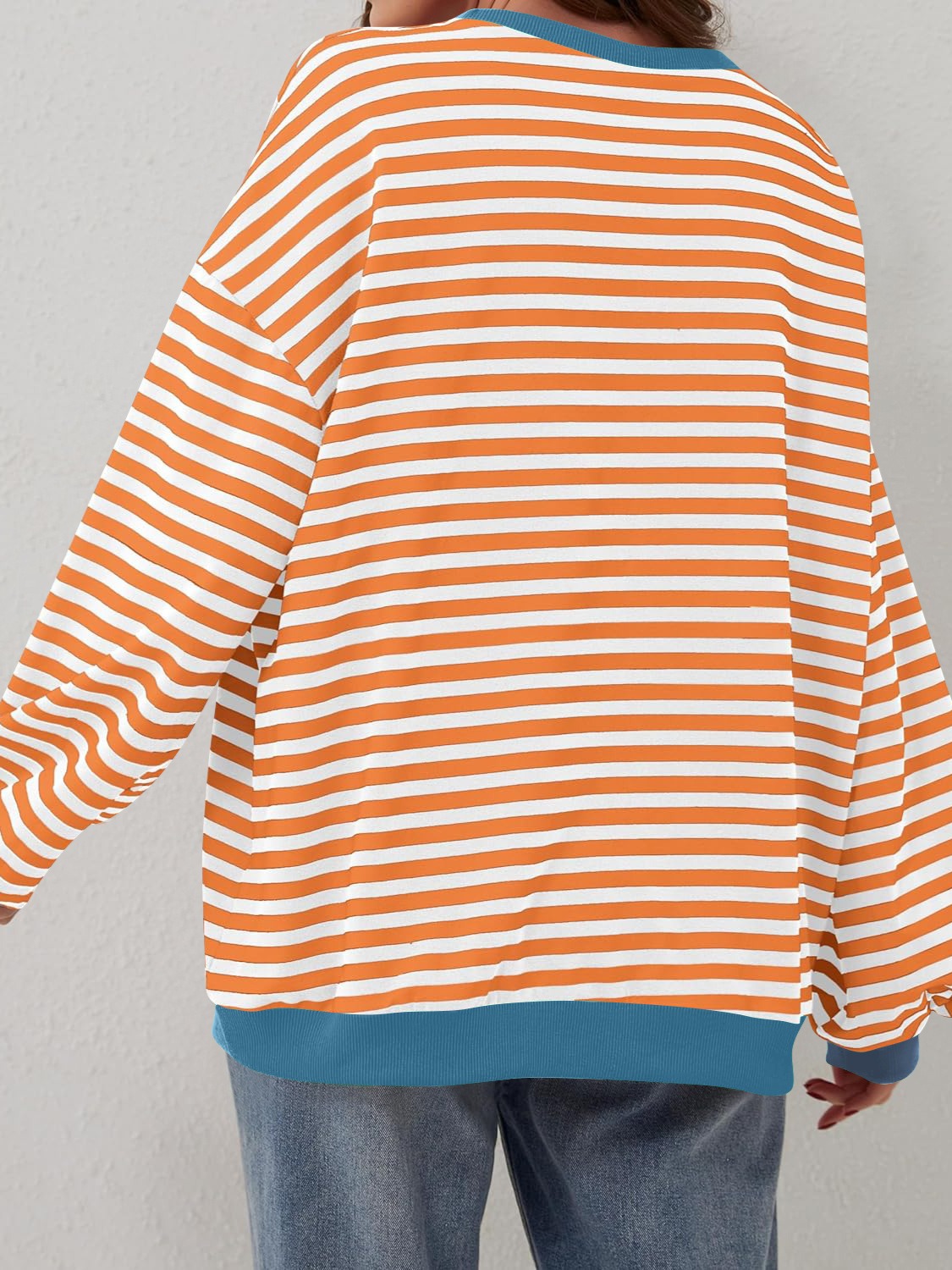 Lovelet Contrast Striped Long Sleeve Sweatshirt 