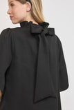 Umgee Bow Tie Back Mock Neck Half Sleeve Blouse 