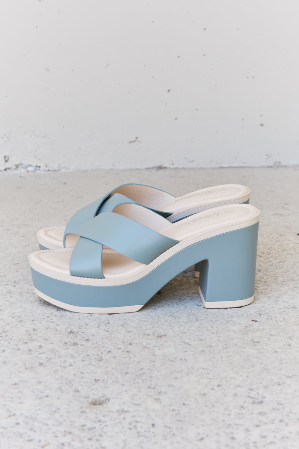 Weeboo Cherish The Moments Contrast Platform Sandals in Misty Blue 