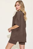 Basic Bae Full Size V-Neck Drop Shoulder T-Shirt and Shorts Set 