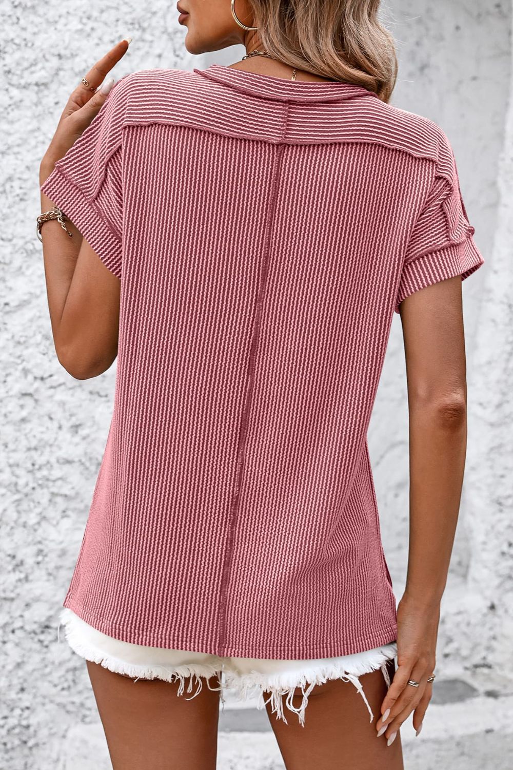 Mandy Striped Round Neck Short Sleeve T-Shirt 