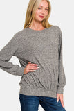Zenana Full Size Melange Round Neck Top 