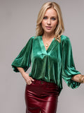 V-Neck Three-Quarter Sleeve Blouse 
