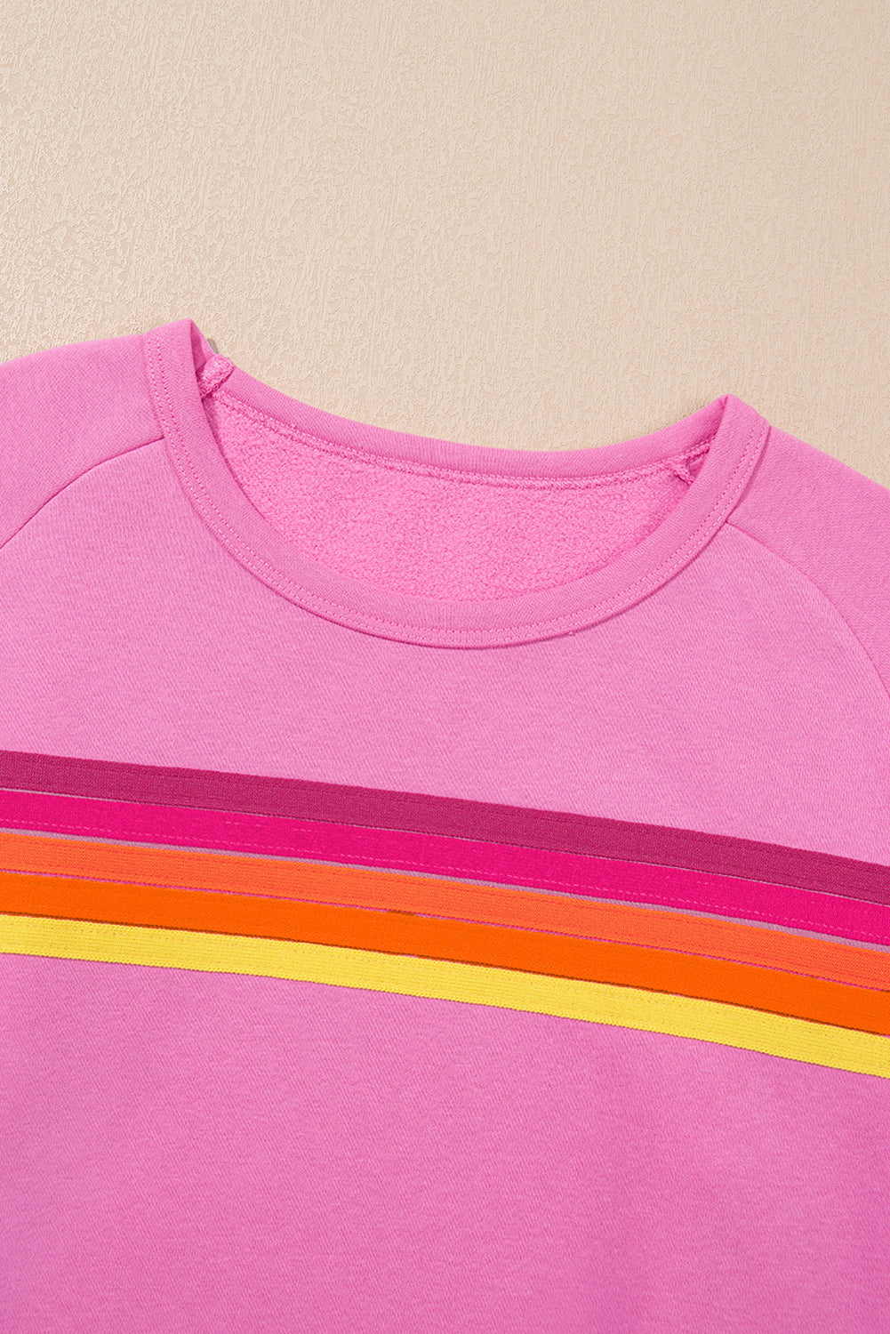 Bonbon Striped Accent Pullover and Shorts Two Piece Casual Set Two Piece Sets/Short Sets