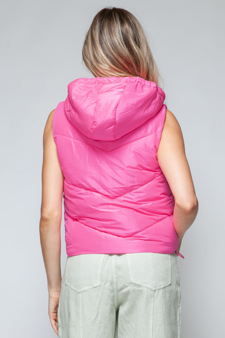 Snobbish Zip Up Quilted Hooded Vest 