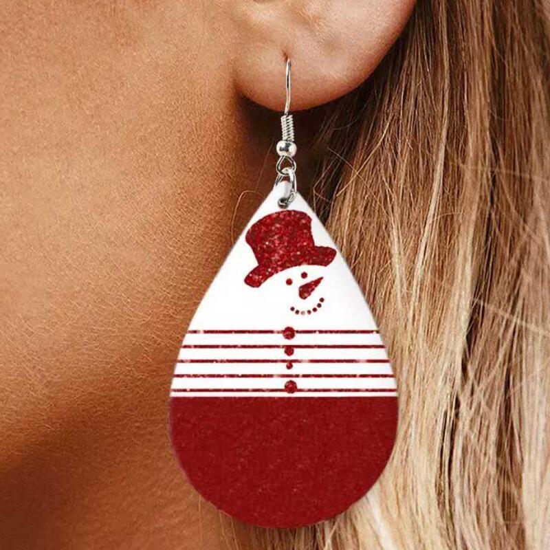 Snowman PU Leather Dangle Earrings 