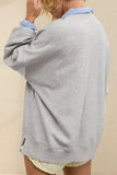 Side Slit Round Neck Long Sleeve Sweatshirt 
