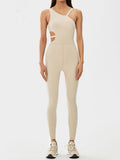 Cutout Asymmetrical Neck Active Jumpsuit 