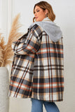 Honey Plus Size Plaid Drop Shoulder Hooded Coat 