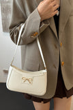 Bow Trim PU Leather Shoulder Bag 