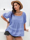 Plus Size Square Neck Half Sleeve Blouse 