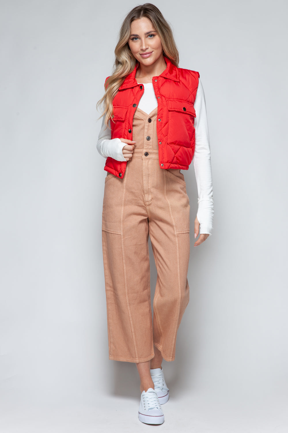 Snobbish Snap Down Quilted Crop Vest 
