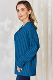 Basic Bae Full Size Ribbed Half Button Long Sleeve T-Shirt 