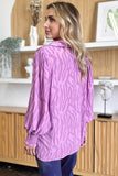 Double Take Full Size Printed Smocked Long Sleeve Blouse 