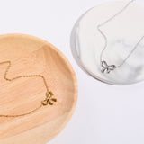Titanium Steel Bow Pendant Necklace 