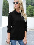 Drawstring Mock Neck Raglan Sleeve T-Shirt 