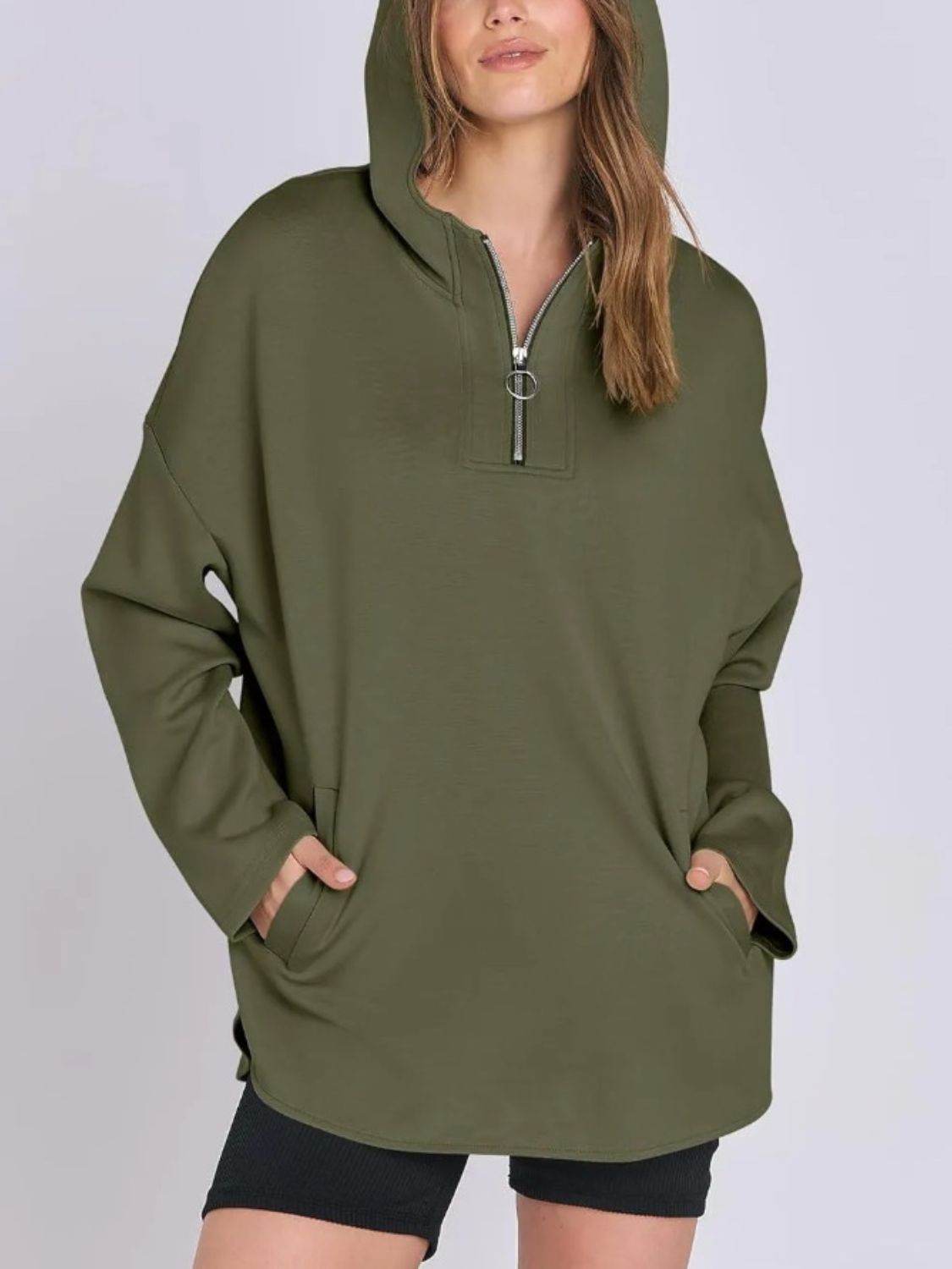 Quarter Zip Long Sleeve Hoodie 