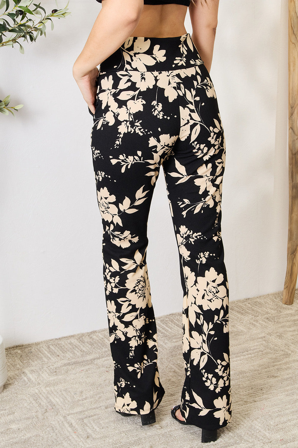 Heimish Full Size High Waist Floral Flare Pants 