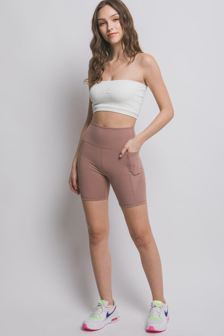 Love Tree High Waist Seam Detail Active Shorts 