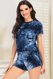 Tie-Dye Round Neck Short Sleeve Top and Shorts Lounge Set Lingerie & Nightwear