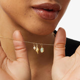 14K Gold-Plated Natural Crystal Conch Pendant Necklace 