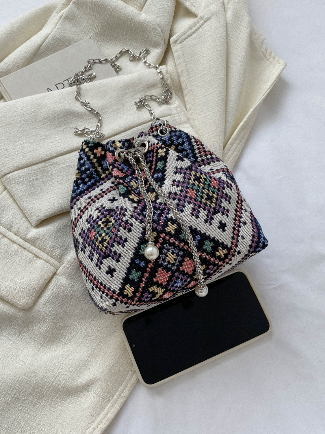 Printed Chain Bucket Bag 