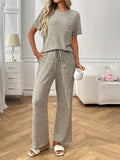 Ribbed Knit Short Sleeve Top and Pants Lounge Set Lingerie & Nightwear