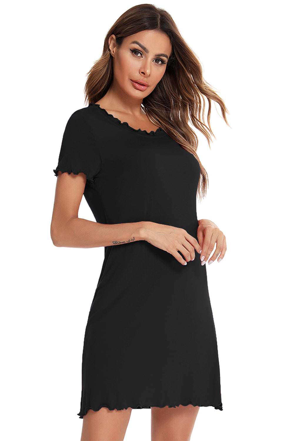 Round Neck Short Sleeve Lounge Dress 