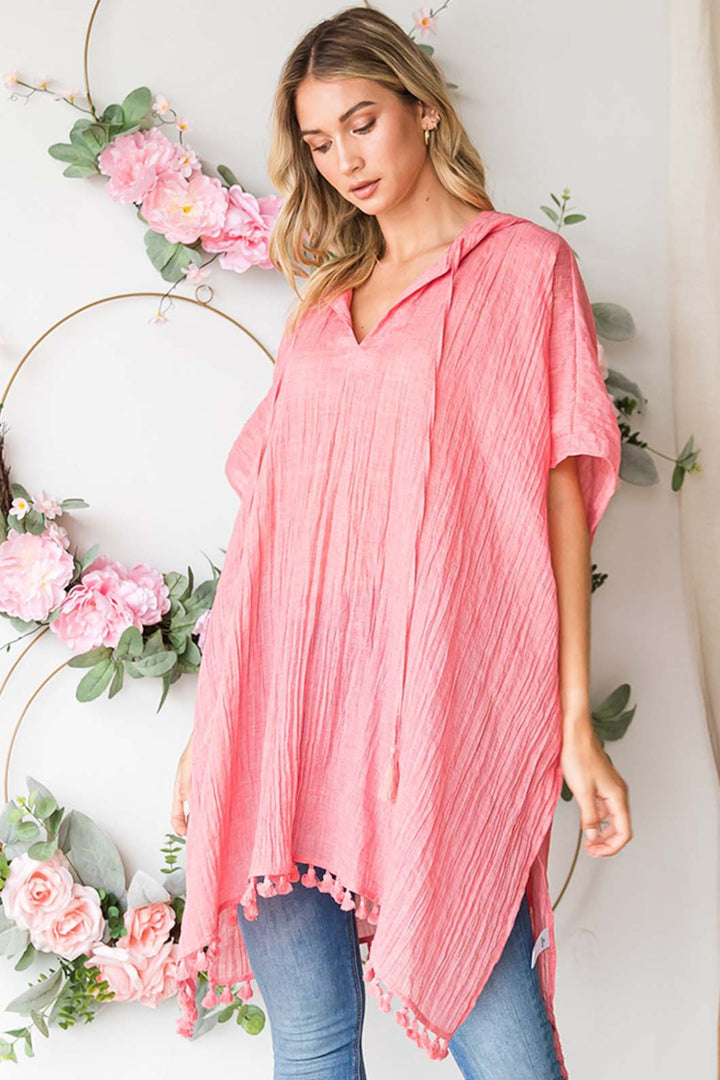 Cotton Bleu by Nu Label Tassel Hem Hooded Cover Up 