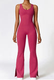 Basic Bae Sleeveless Bootcut Slit Active Jumpsuit 