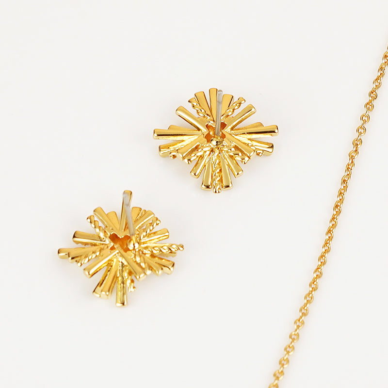 Starburst Gold-Plated Earrings and Necklace Set 