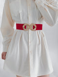 Geometric Buckle Elastic Wide Belt 