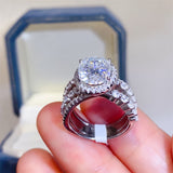 3 Carat Moissanite 925 Sterling Silver Layered Ring 