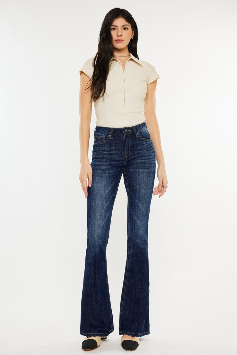 Kancan Full Size Mid Rise Slim Flare Jeans 