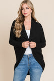 BOMBOM Open Front Waffle Knit Cocoon Cardigan 