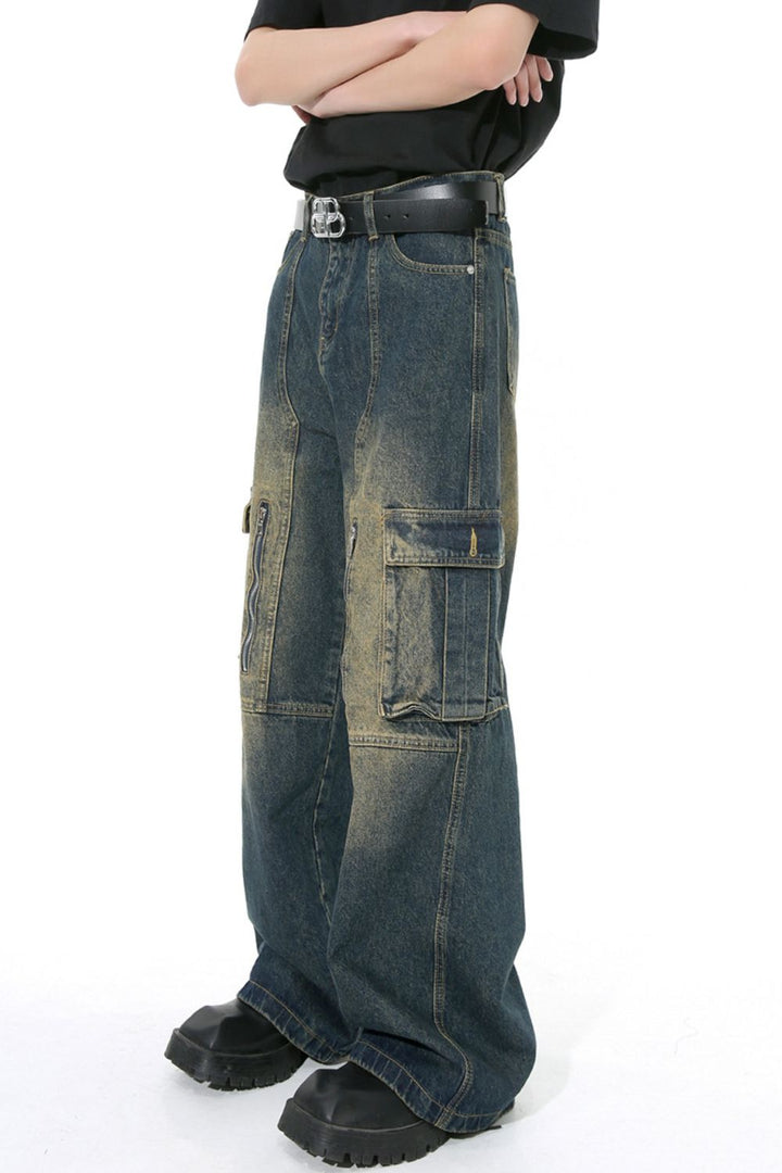 Mid Rise Jeans with Cargo Pockets 