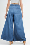 Beau Blue Mineral Wash Button Fly Waist Wide Leg Jeans Bottoms/Jeans