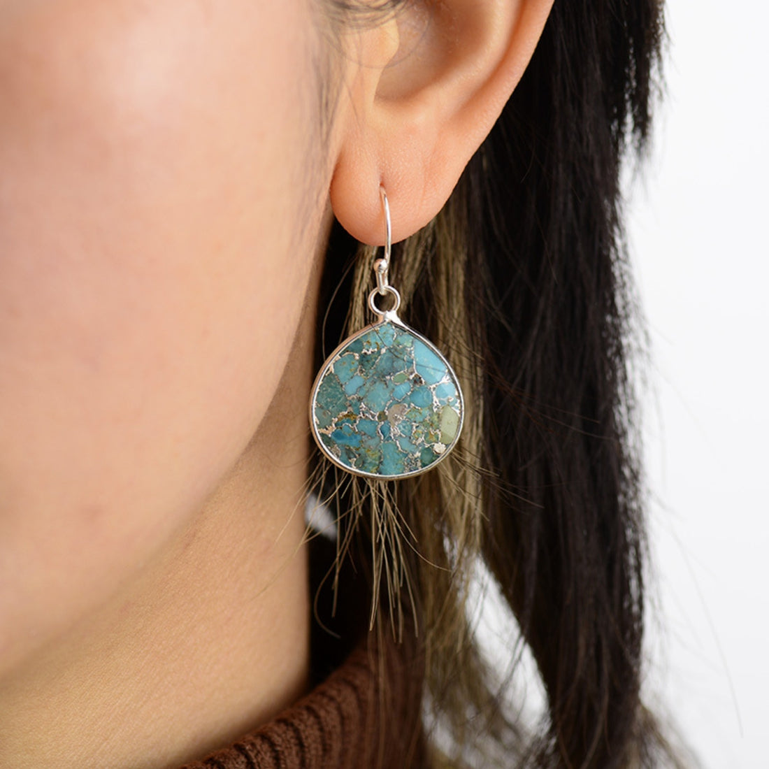 Natural Stone Teardrop Earrings 