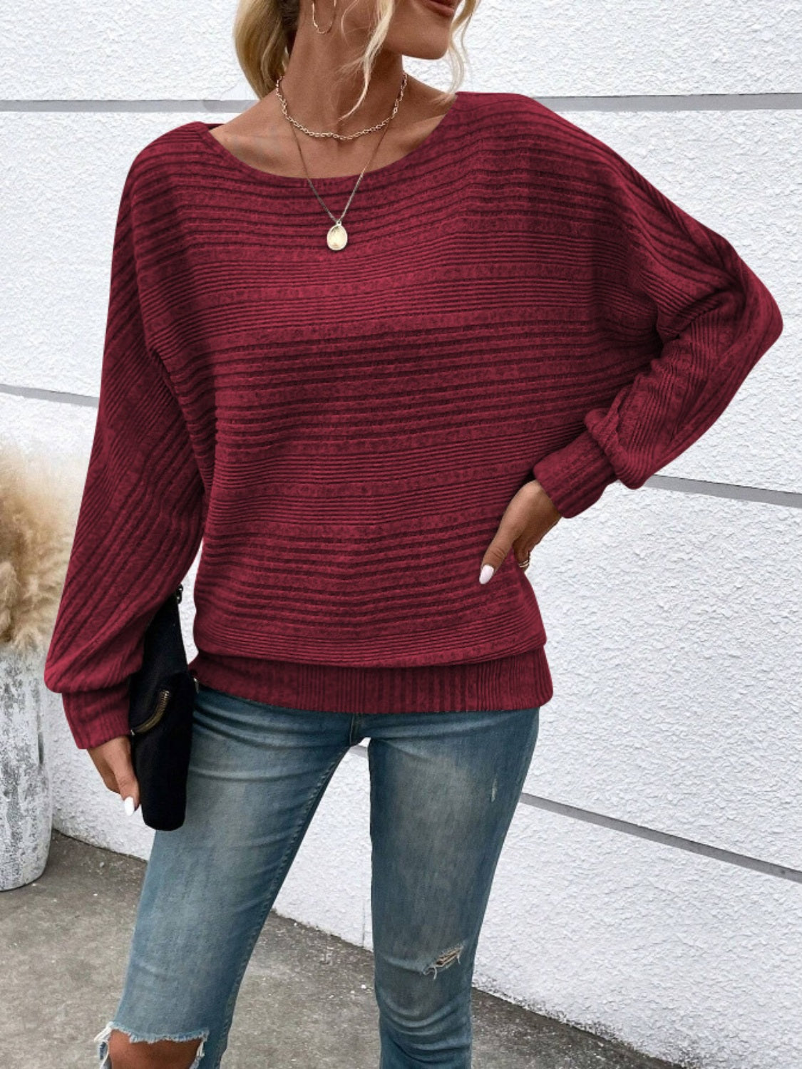 Full Size Round Neck Long Sleeve Top 