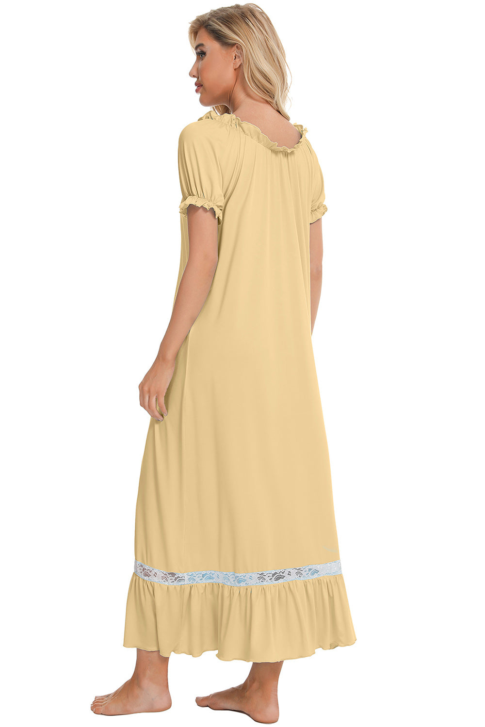 Lace Detail Short Sleeve Lounge Dress 