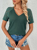 Ivy Lane Lace Detail V-Neck Short Sleeve T-Shirt 