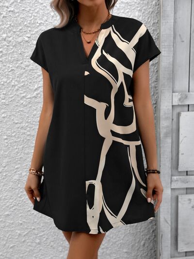 Ivy Lane Printed Notched Short Sleeve Dress Dresses