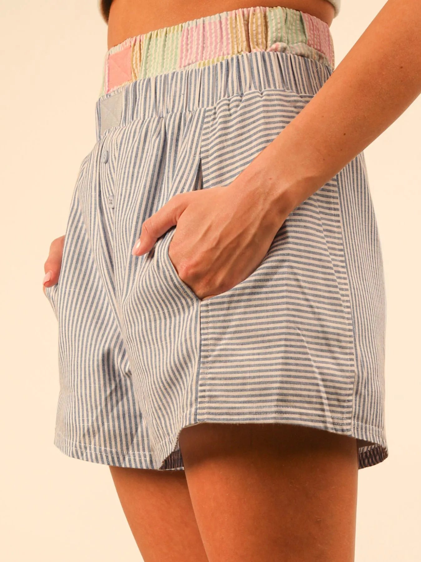Striped High-Waist Shorts 
