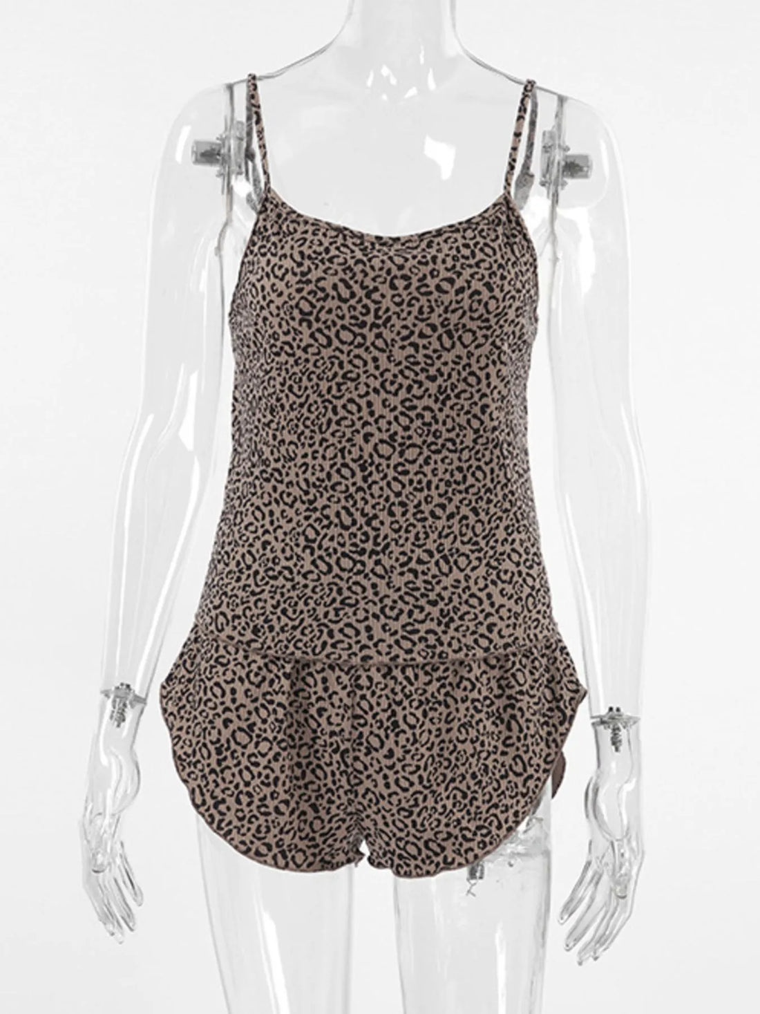 Leopard Cami Cardigan and Shorts 3-Piece Set Lingerie & Nightwear