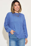Basic Bae Full Size Ribbed Round Neck Long Sleeve T-Shirt Sweaters & Cardigans