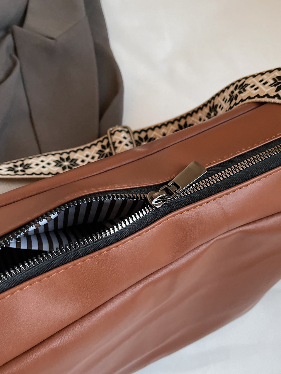 PU Leather Adjustable Strap Crossbody Bag 