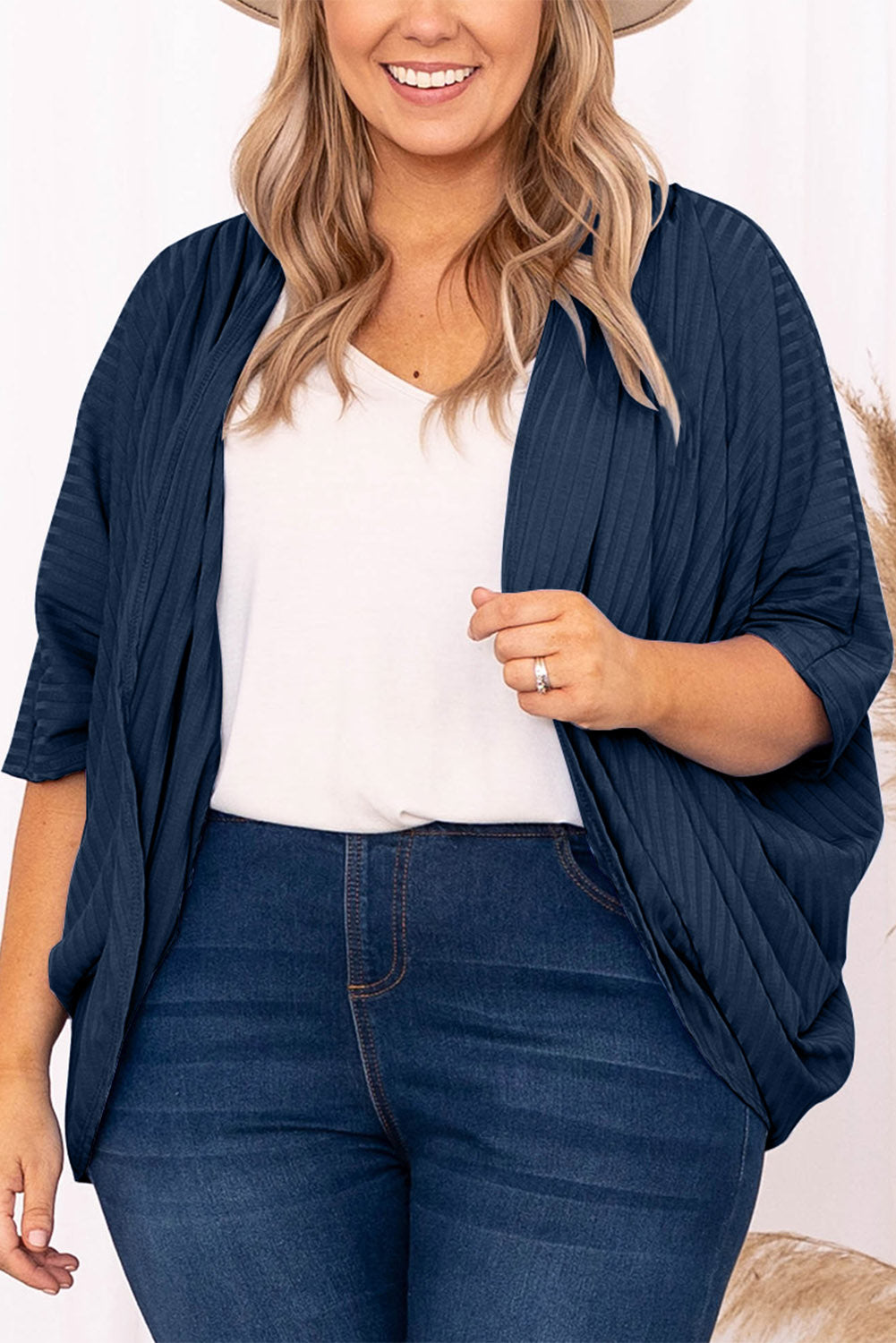 Plus Size Ribbed Cocoon Cover Up 